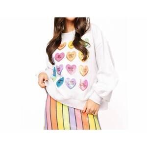 NEW QUEEN OF SPARKLES sweet hearts sweatshirt in light grey